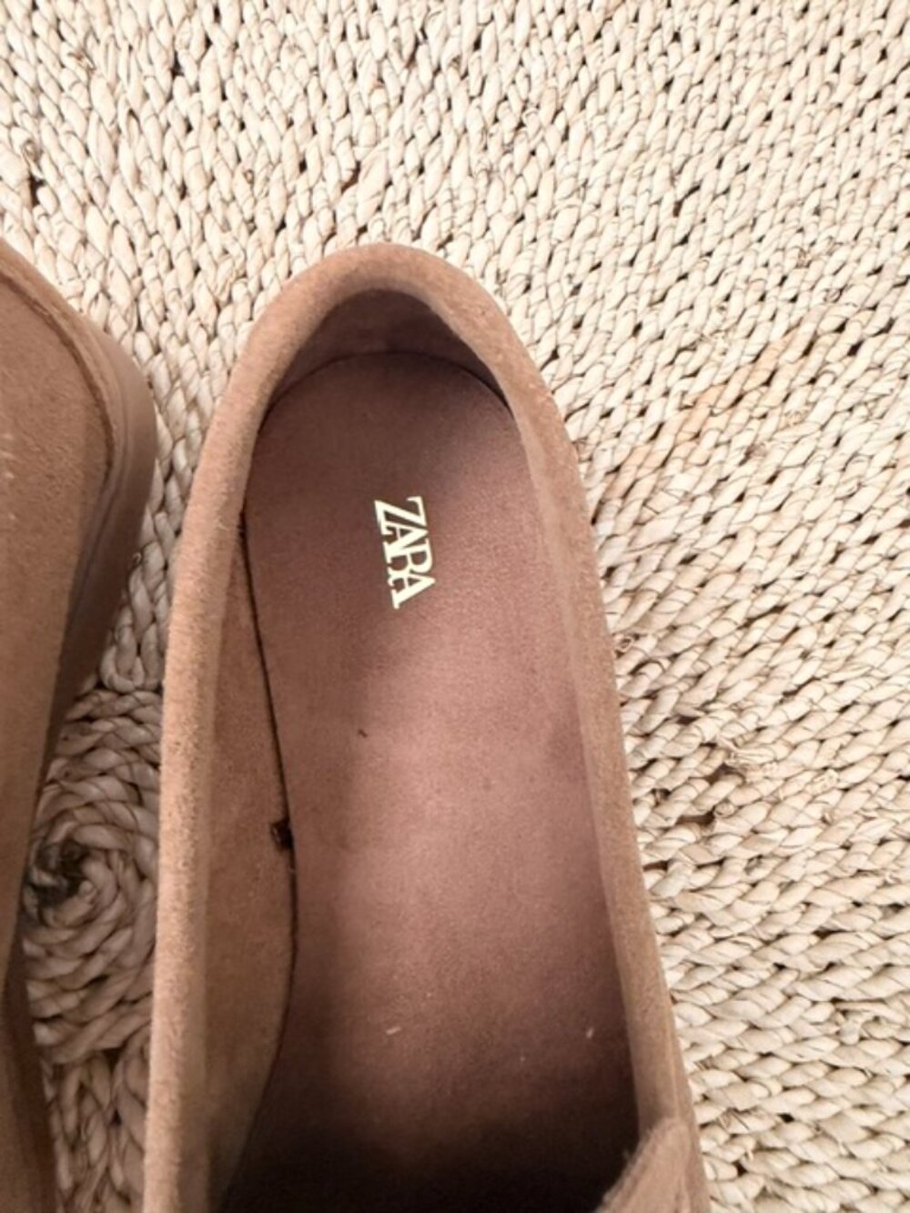 New Zara Sandy Brown Split Soft Suede Loafers, size 36 - Picture 3 of 10